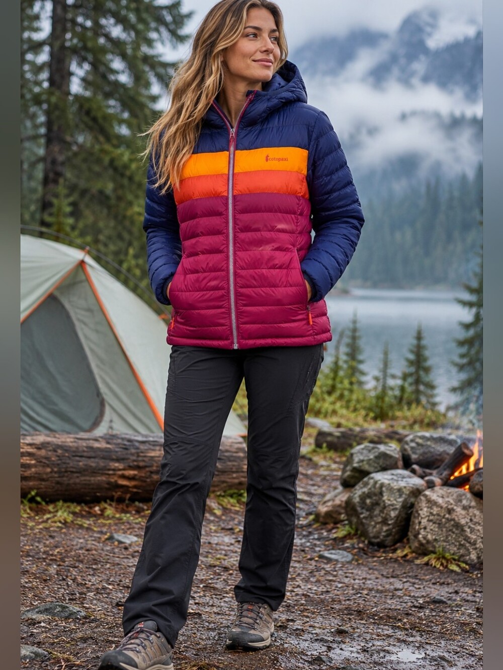 Cotopaxi Women’s XL Down Puffer Jacket Hooded Colorblock Gorpcore